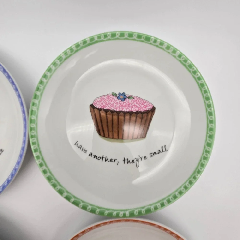 Boston Warehouse Dessert Excuses Plate Set 6.5in Multicolor Cake Kitsch Novelty